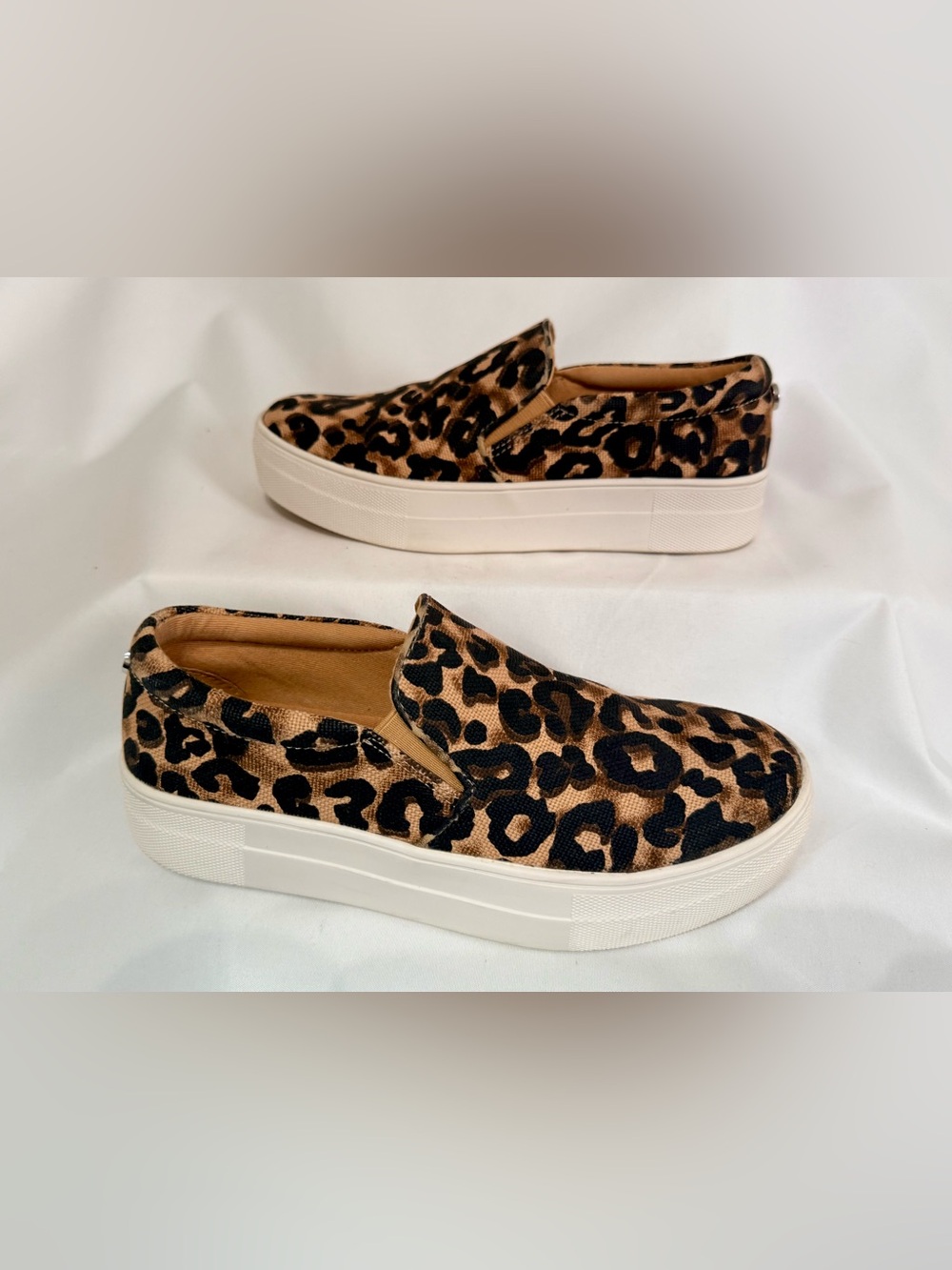 Steve Madden Leopard Print Slip-On Platform Sneakers - Tan/Black